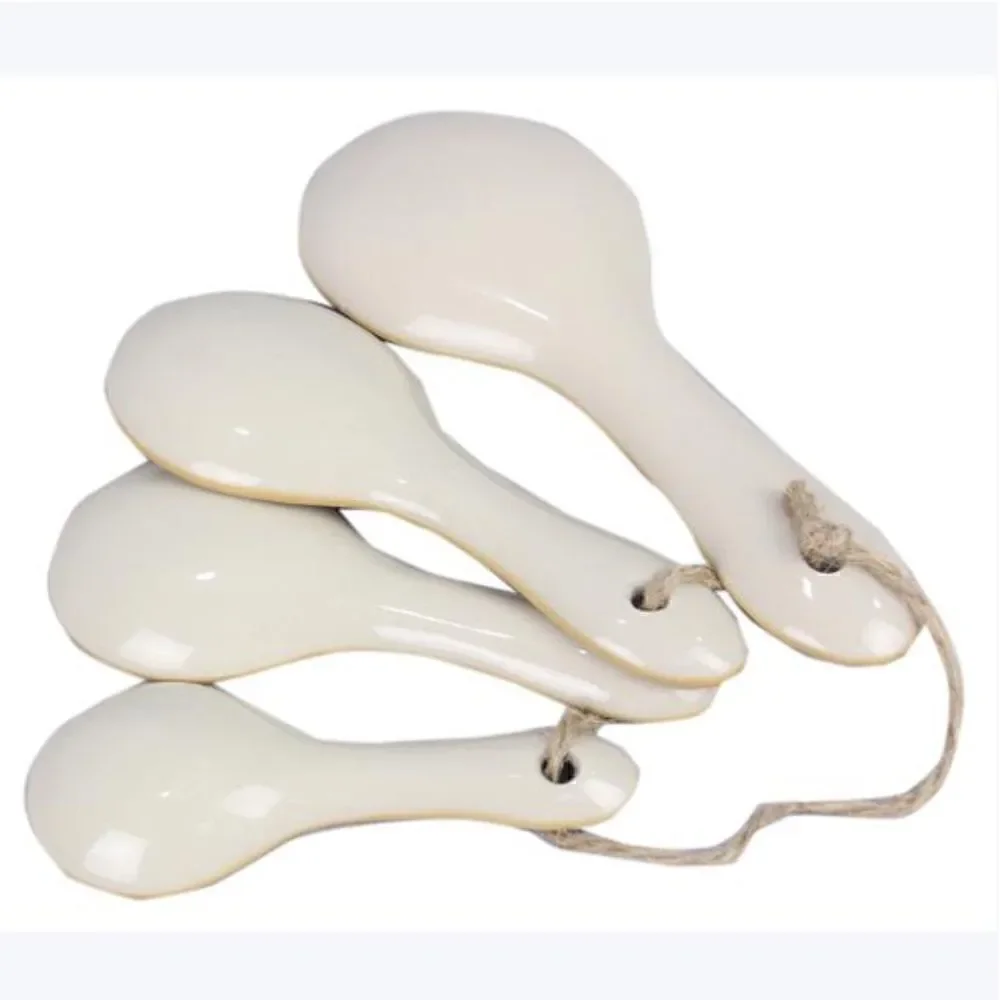 Whimsical Farmhouse Ceramic Measuring Spoon Set Blessed Cottagecore New